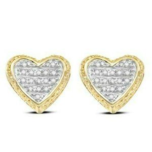14k Gold Solid Sterling Silver heart oval cut earrings multi diamond cluster set
